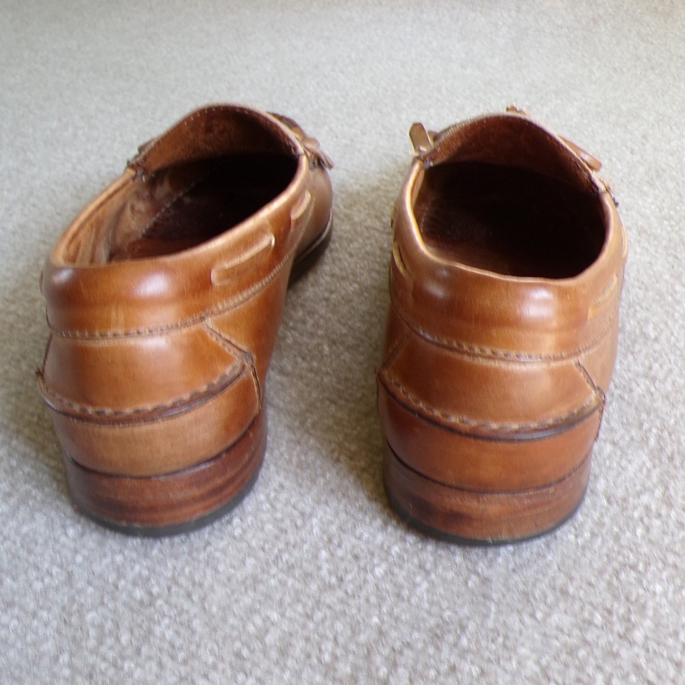 Cole Haan Vintage Mens Tassel Kiltie Loafers Tan Leather Handsewn | 10D (est.) - Picture 5 of 11